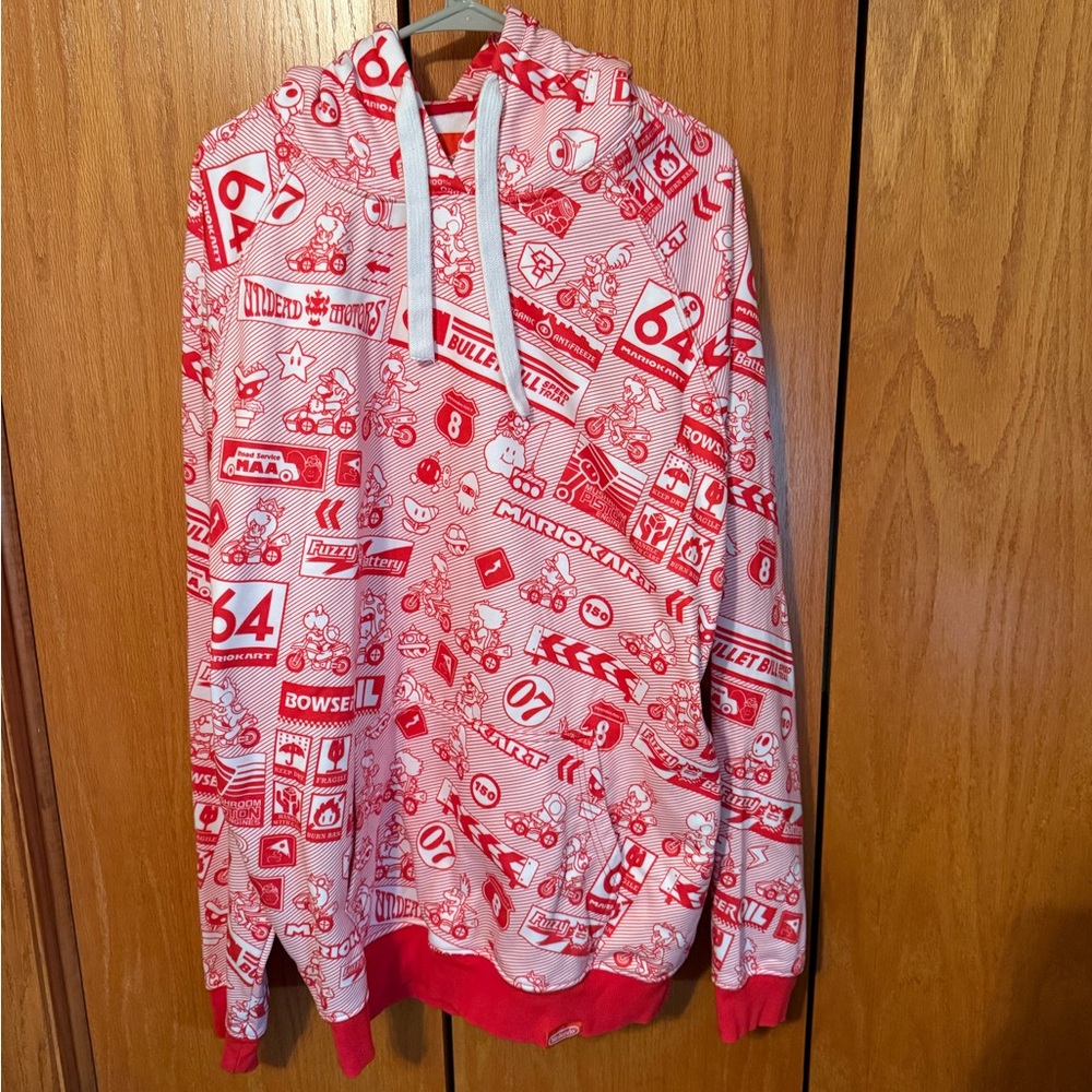 Nintendo Mario Kart Red and White Graphic Hoodie fits like XL